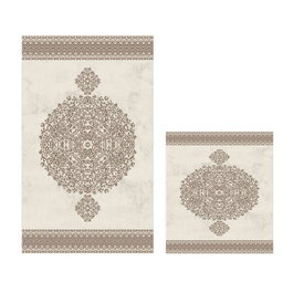Mijölnir 510602 Juego de Alfombras de Baño Marrón 2 Piezas Poliéster 850 gr/m² 50x60cm 60x100cm Antideslizante Antibacteriano Lavable